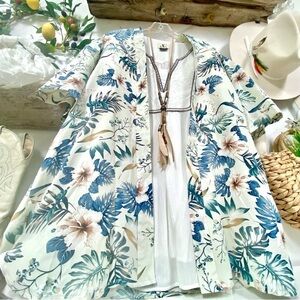 Floral botanical safari cover up cardigan w resort country vibe